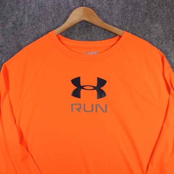 Under‎ Armour Run Active Shirt Mens 2XL Orange Long Sleeve Performance #AB593 - Picture 3 of 5